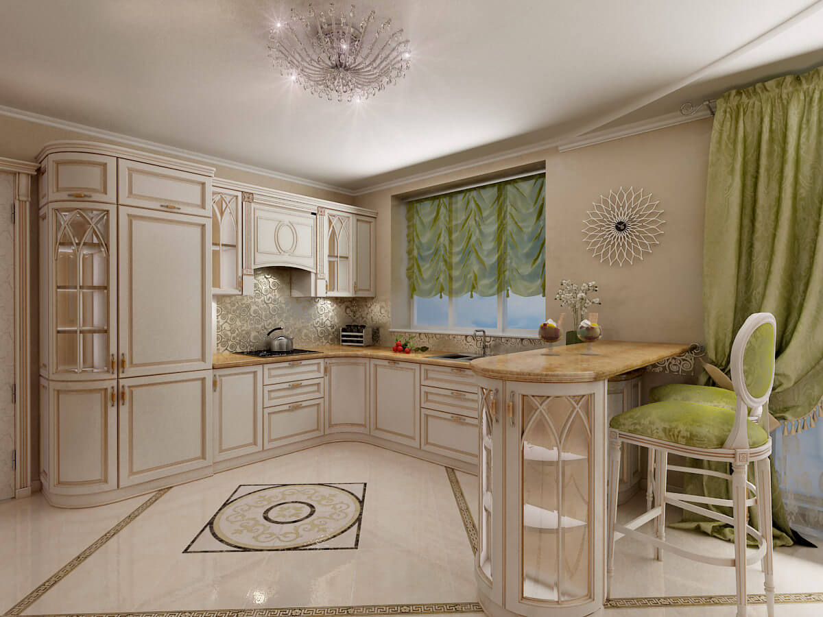 Зоны гостиной и кухни 