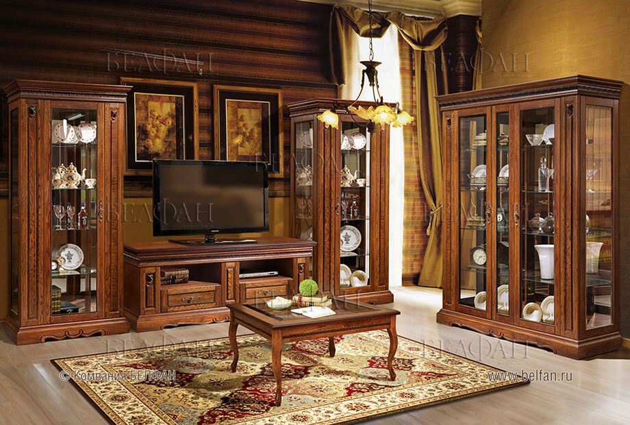 Коричневый цвет в оформлении гостиной классического стиля