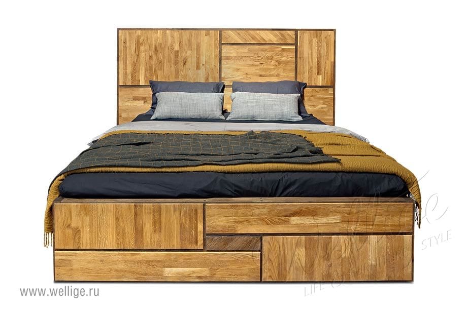 Кровать из массива бука - наличие ящиков Кровать из массива бука
