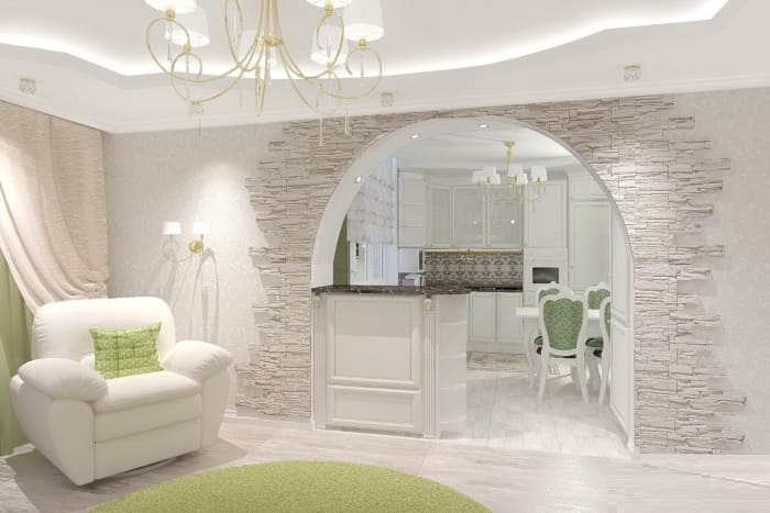 как зонировать кухню и гостиную