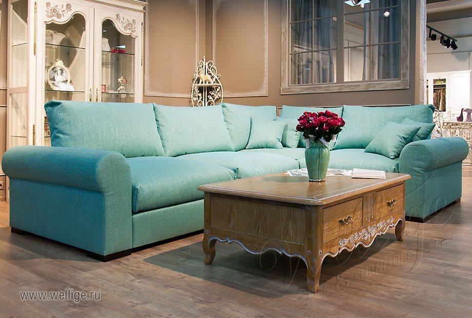 С какими цветами сочетать диван в бирюзовых тонах