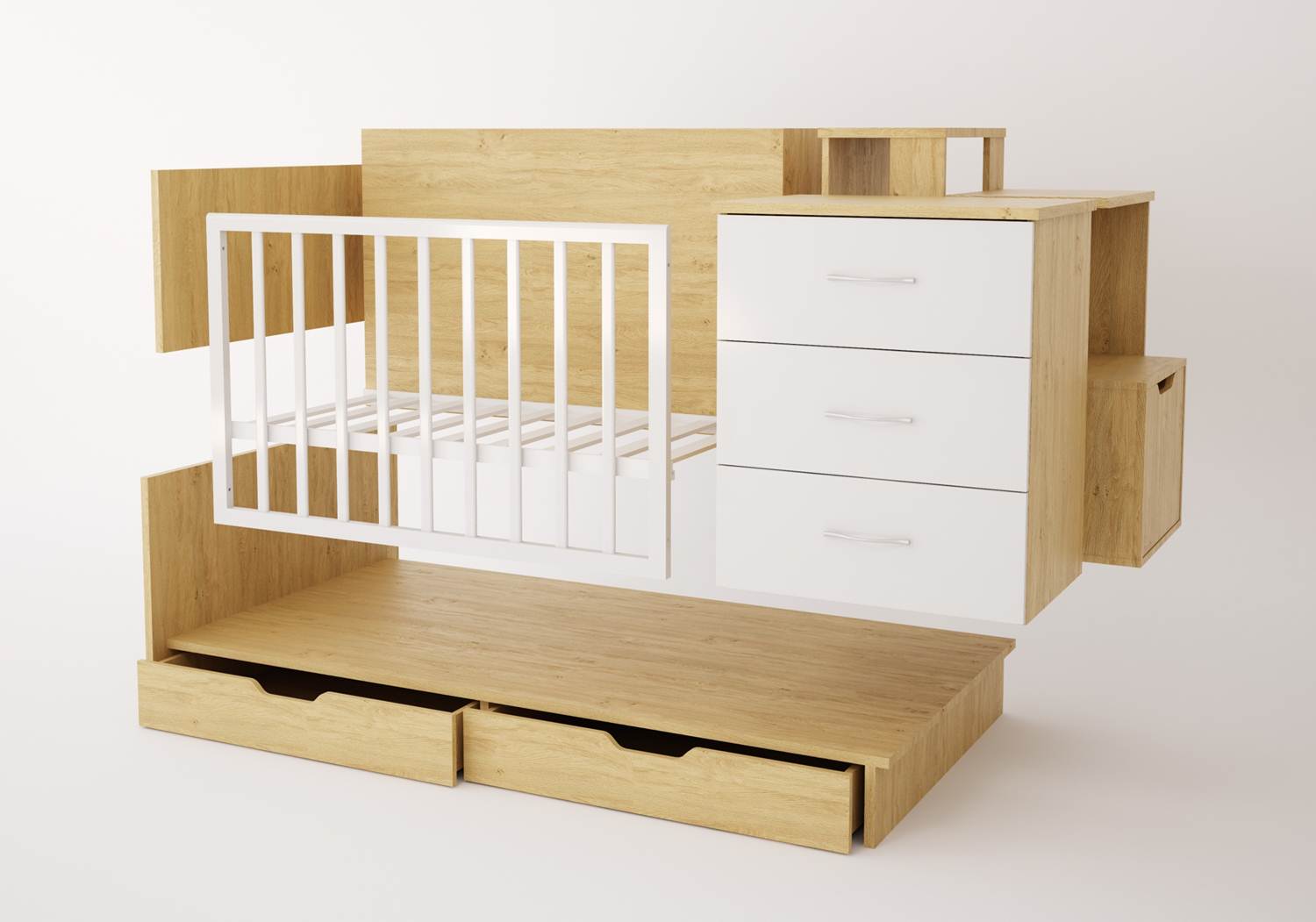 Комплект из детской кровати и комода или шкафа