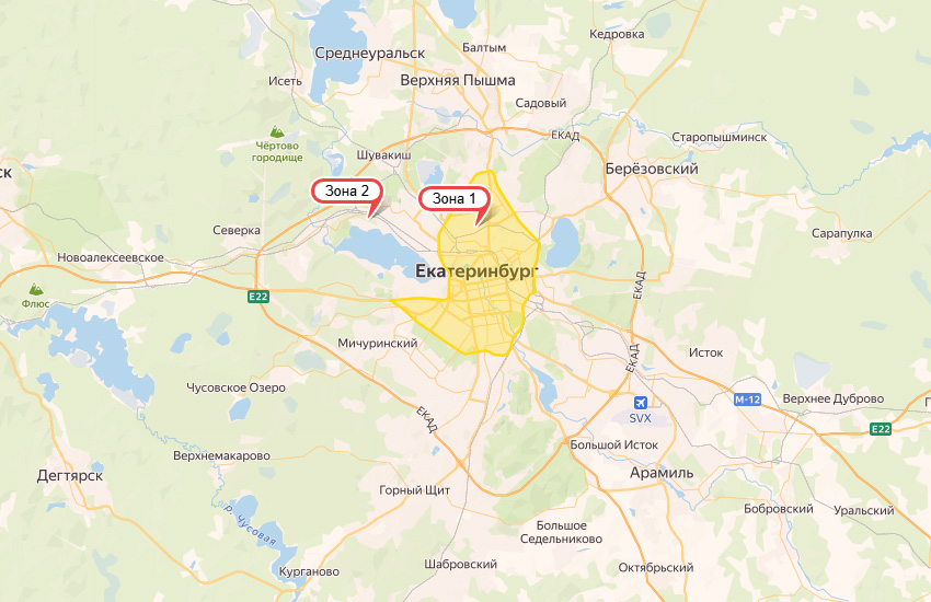 Карта доставки - Екатеринбург