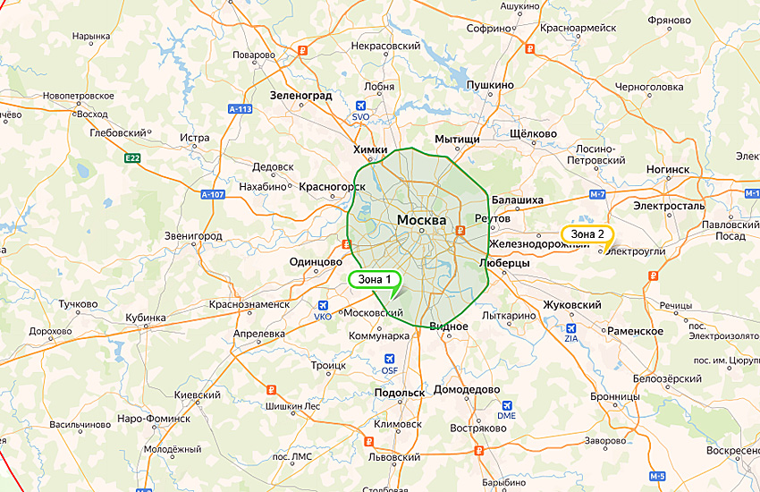 Карта доставки - Москва
