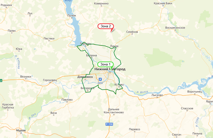 Карта доставки - Нижний Новгород